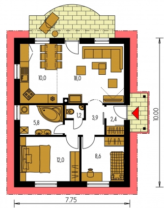 Grundriss des Erdgeschosses - BUNGALOW 11